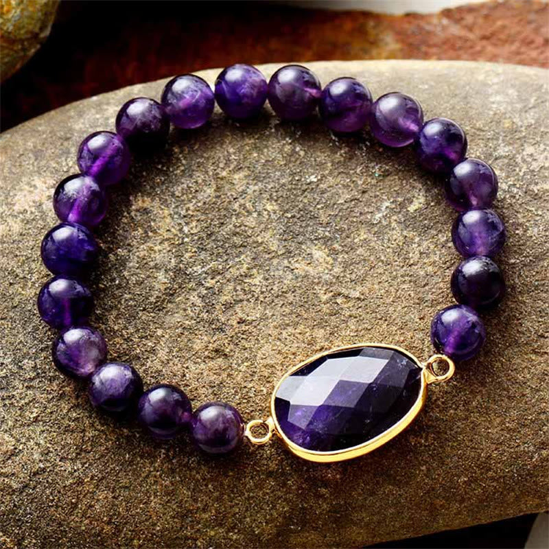 Natural Amethyst Crystal Balance Marquise Pattern Bracelet
