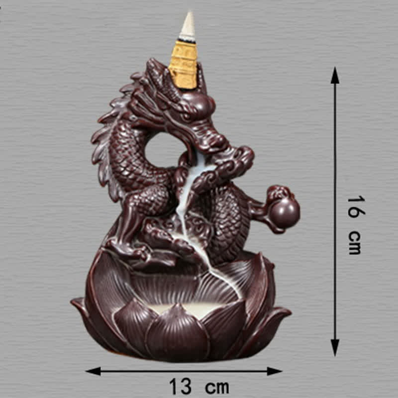 Dragon Lotus Pattern Strength Protection Ceramic Incense Burner Decoration - Image 8