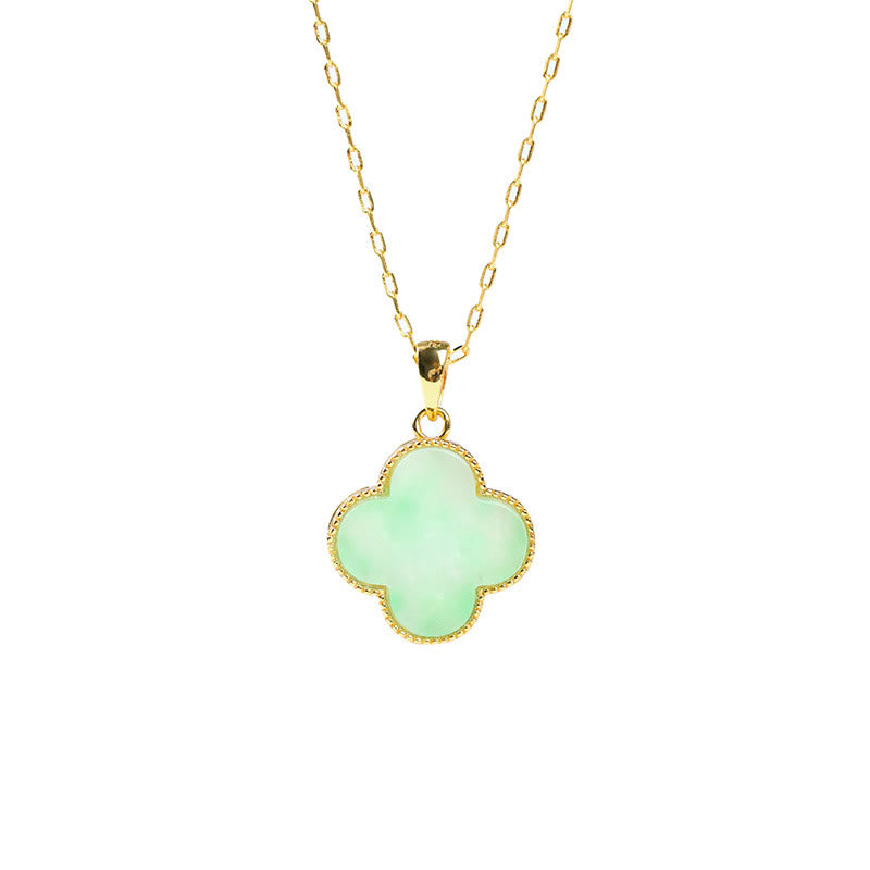 Four Leaf Clover Jade Pattern Luck Necklace Pendant - Image 7