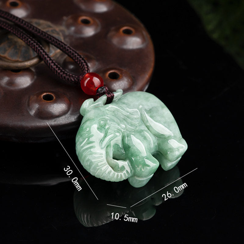 Elephant Jade Luck Strength Necklace String Pendant - Image 5