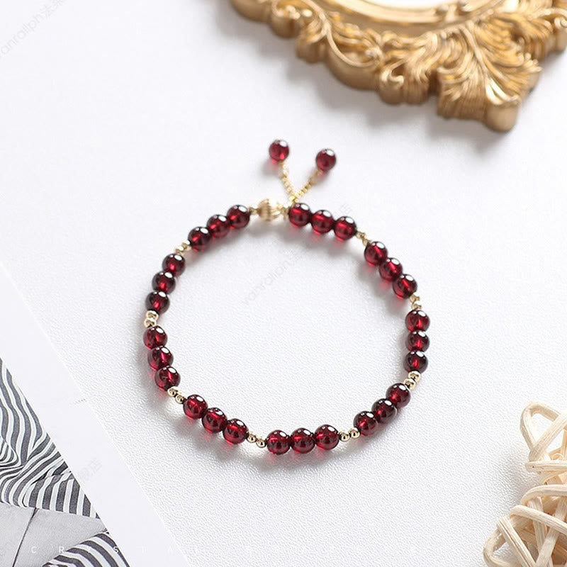 14K Gold Plated Alloy Natural Garnet Calm Bracelet - Image 4