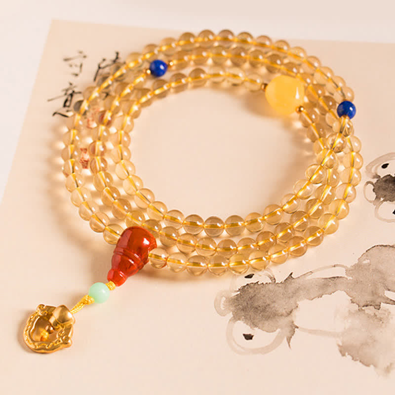 925 Sterling Silver 108 Mala Beads Natural Citrine Red Agate Amber Pleasure Charm Bracelet - Image 12