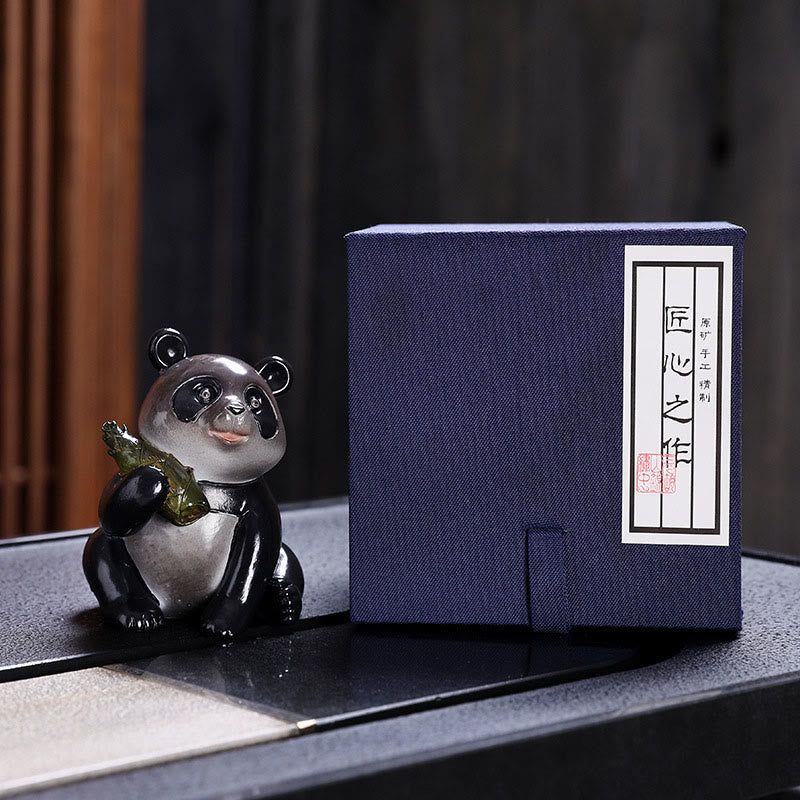Color Changing Small Cute Panda Bamboo Tea Pet Resin Home Figurine Decoration - Image 11