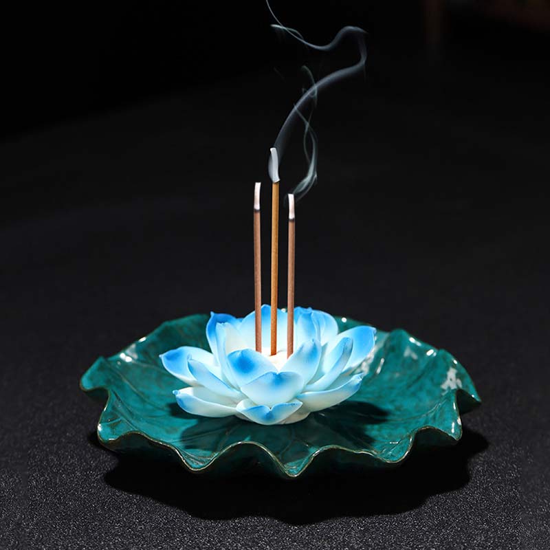 Tibetan Lotus Blessing Incense Burner Decoration - Image 3