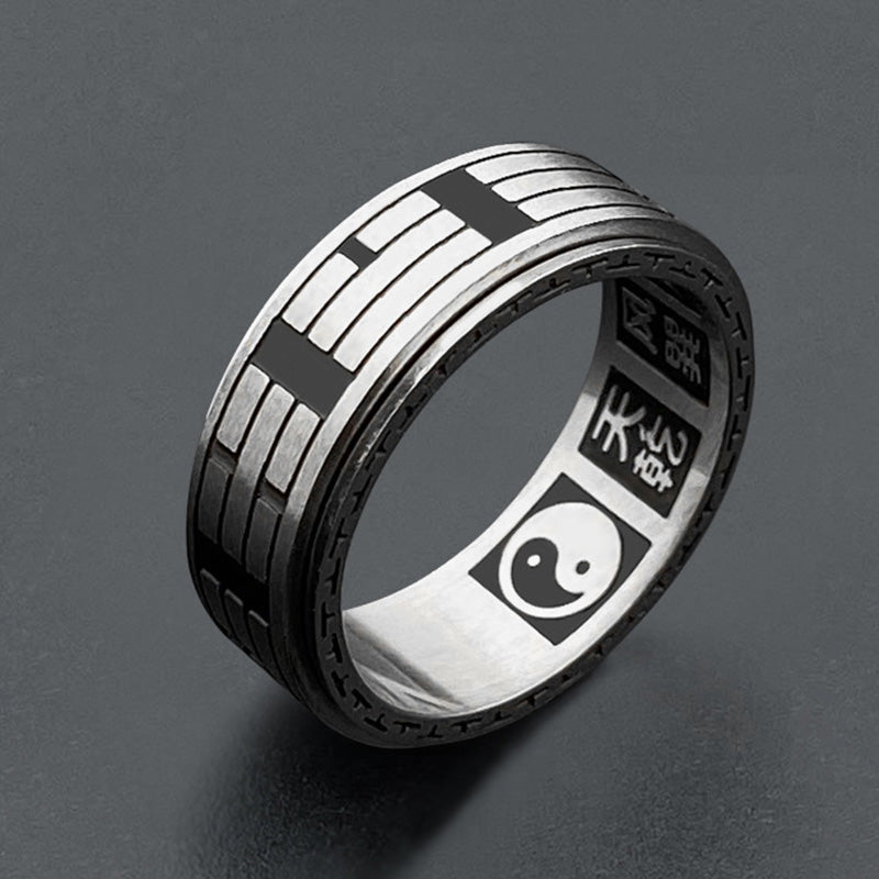 Bagua Yin Yang Titanium Steel Balance Rotatable Ring