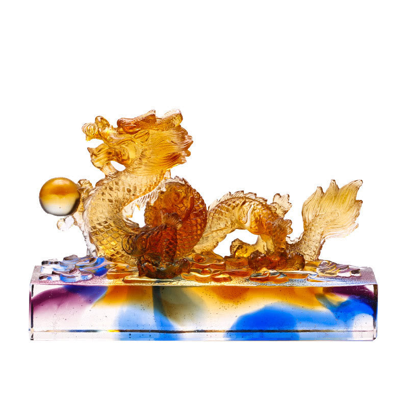 Handmade Multicolored Dragon Liuli Crystal Art Piece Protection Home Office Decoration - Image 13