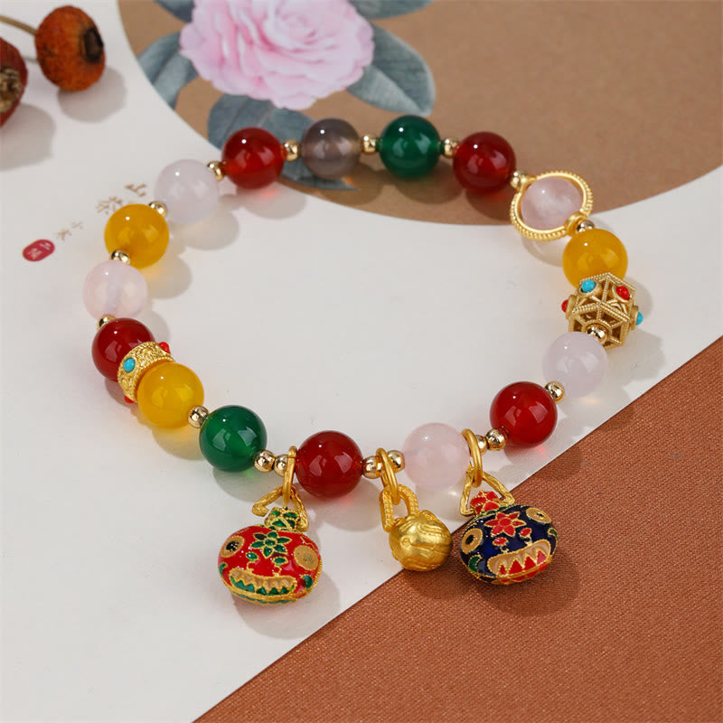 Gold Swallowing Beast Family Various Agate Crystal Success Bracelet - Image 4