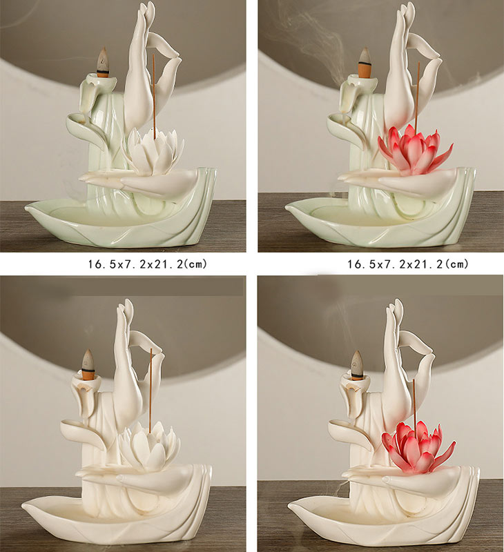 Buddha StonesTibetan Lotus Blessing Incense Burner Decoration - Image 21