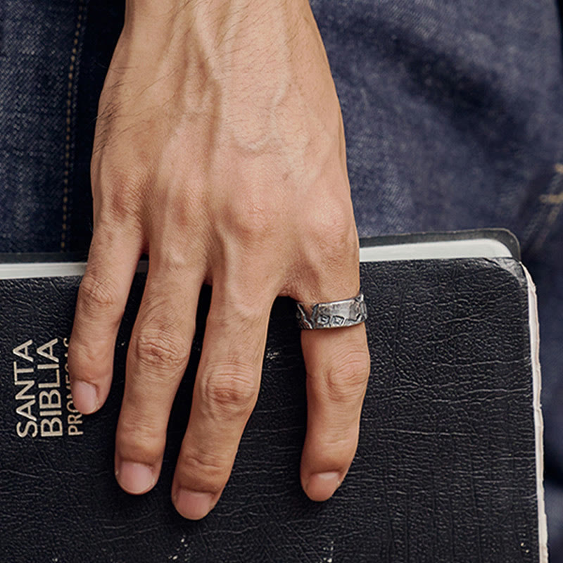 999 Sterling Silver Skeleton Pattern Handmade Blessing Ring - Image 9