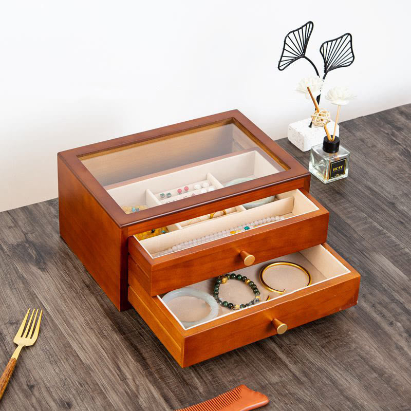 Retro Solid Wood Jewelry Box Jewelry Storage Box With Drawer