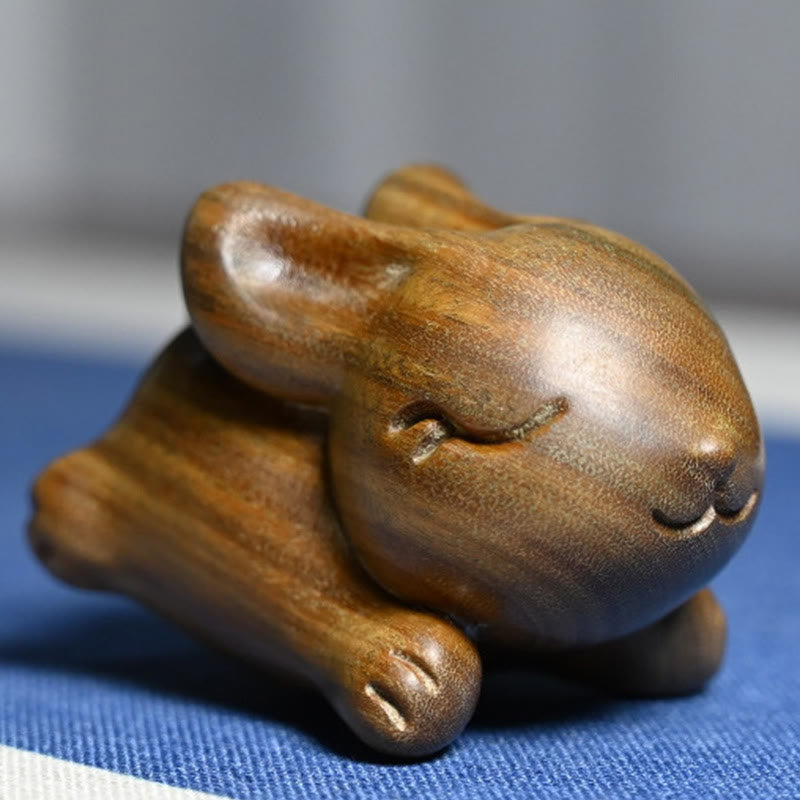 Green Sandalwood Small Mini Cute Rabbit Bunny Peace Decorations - Image 5