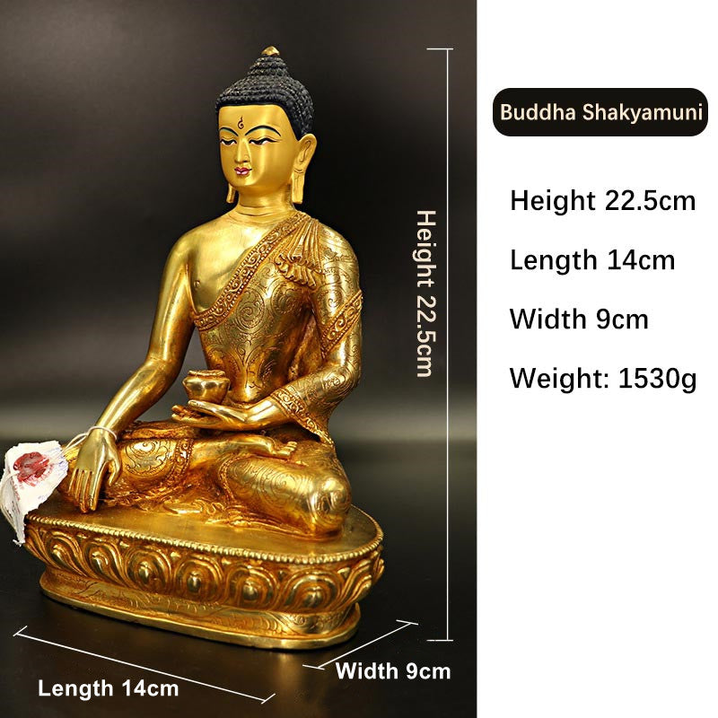 Buddha Shakyamuni Medicine Buddha Compassion Copper Gold Plated Statue Decoration - Image 5