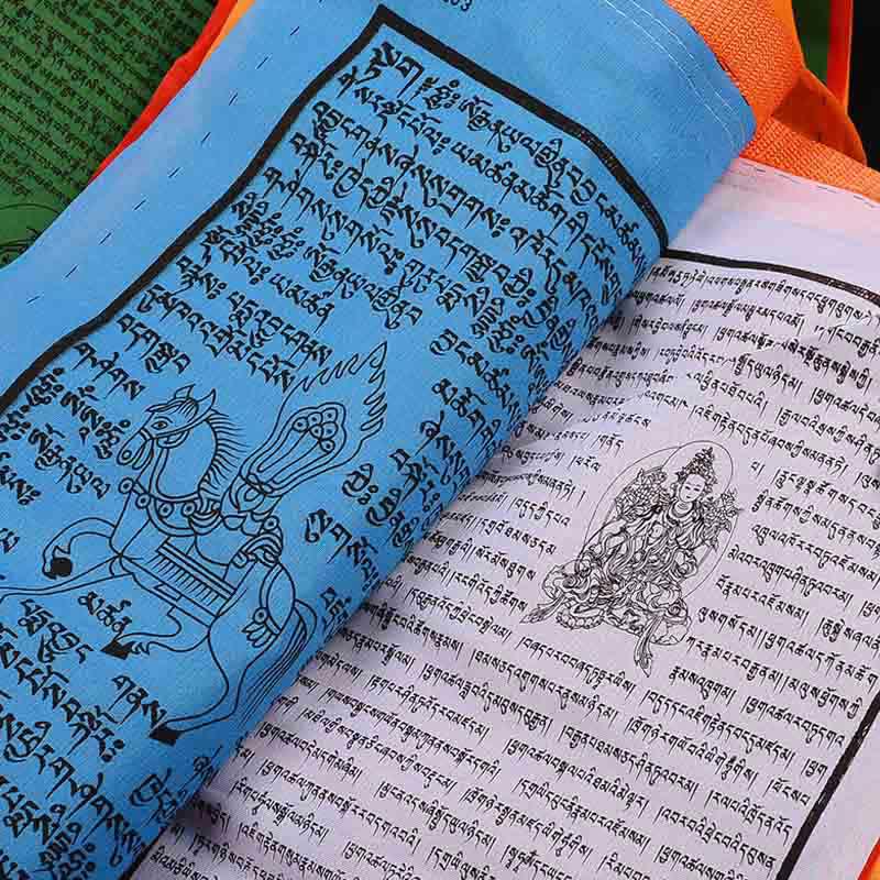 Tibetan 5 Colors Windhorse Auspicious Outdoor 25 Pcs Prayer Flag - Image 15