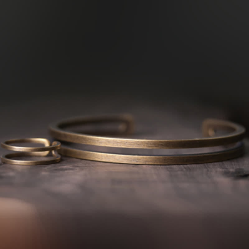 Rustic Copper Luck Viking Cuff Bracelet - Image 7