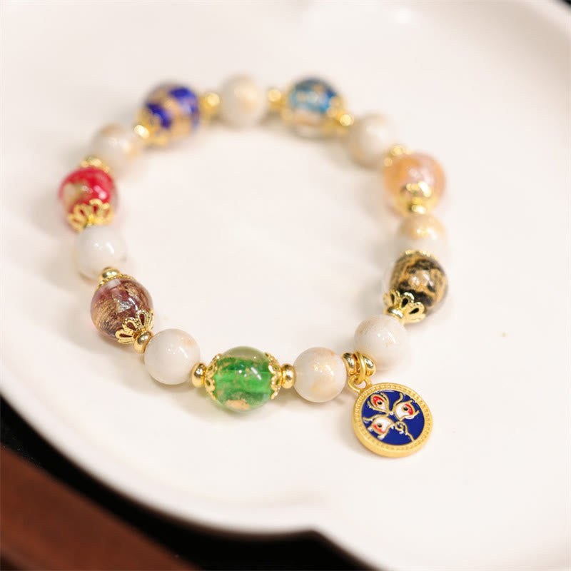 Tibetan Five God Of Wealth Fortune Liuli Glass Bead Incense Ash Porcelain Bead Charm Bracelet - Image 7