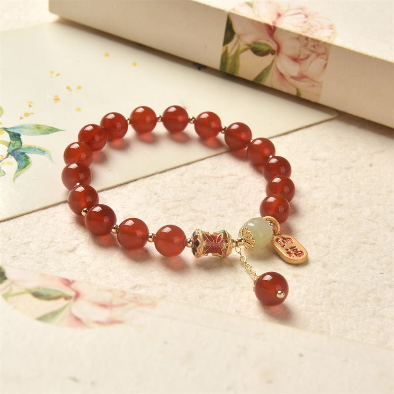 Natural Red Agate Jade Confidence Fortune Blessing Charm Bracelet - Image 8