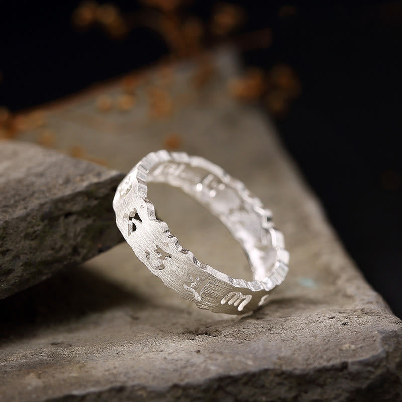 Tibetan 925 Sterling Silver Om Mani Padme Hum Peace Hollow Ring - Image 3