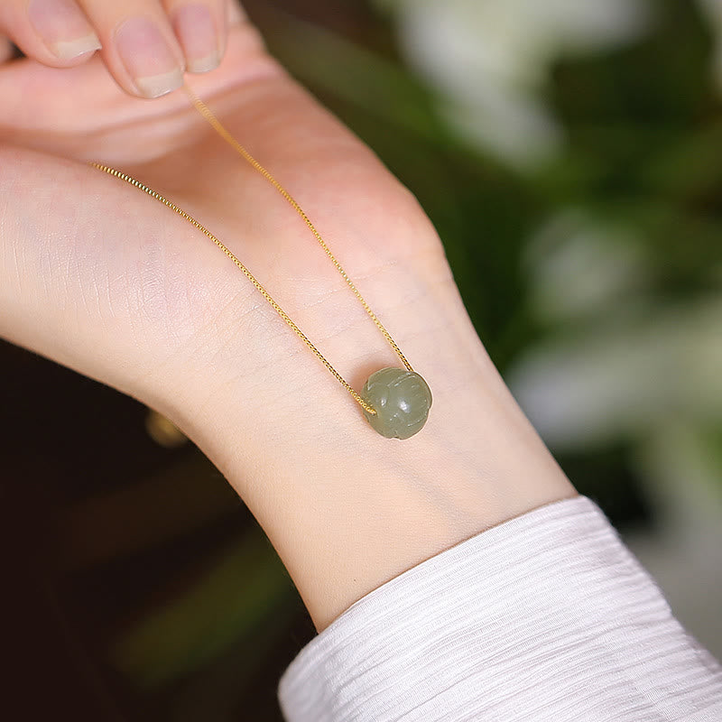 925 Sterling Silver Natural Hetian Jade Cyan Jade Luck Laughing Buddha Butterfly Necklace Pendant - Image 12