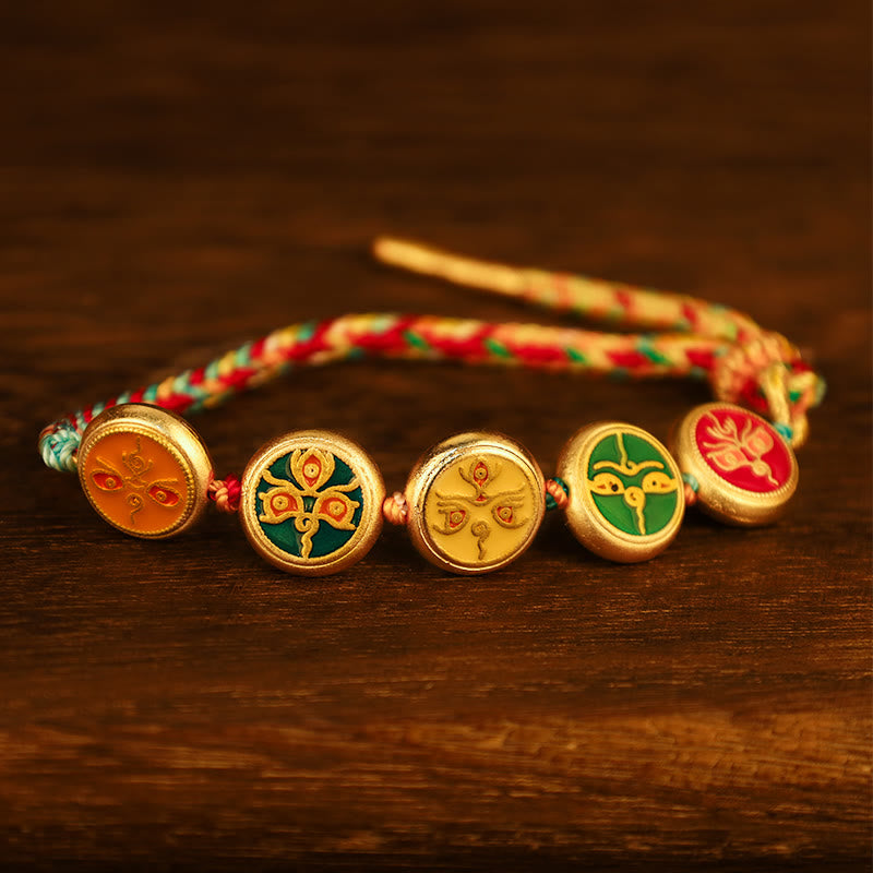 Tibetan Five God Of Wealth Colorful Rope Braided Luck Bracelet - Image 9