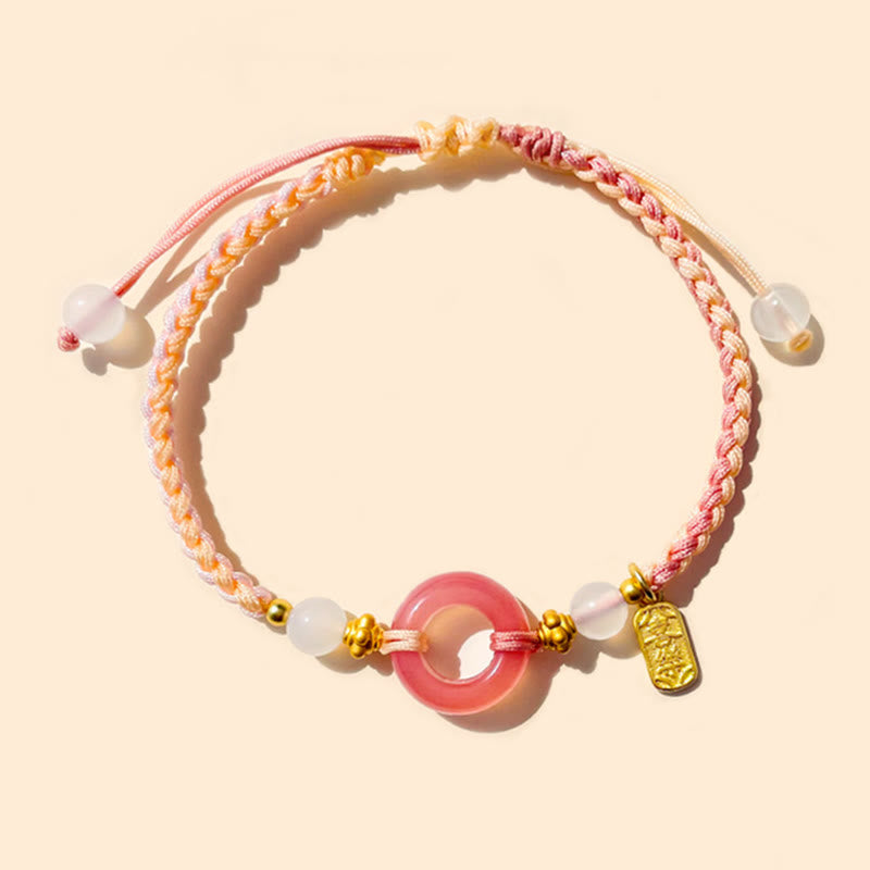 Peace And Joy Agate Peace Buckle Auspicious Handmade Braided Bracelet - Image 5