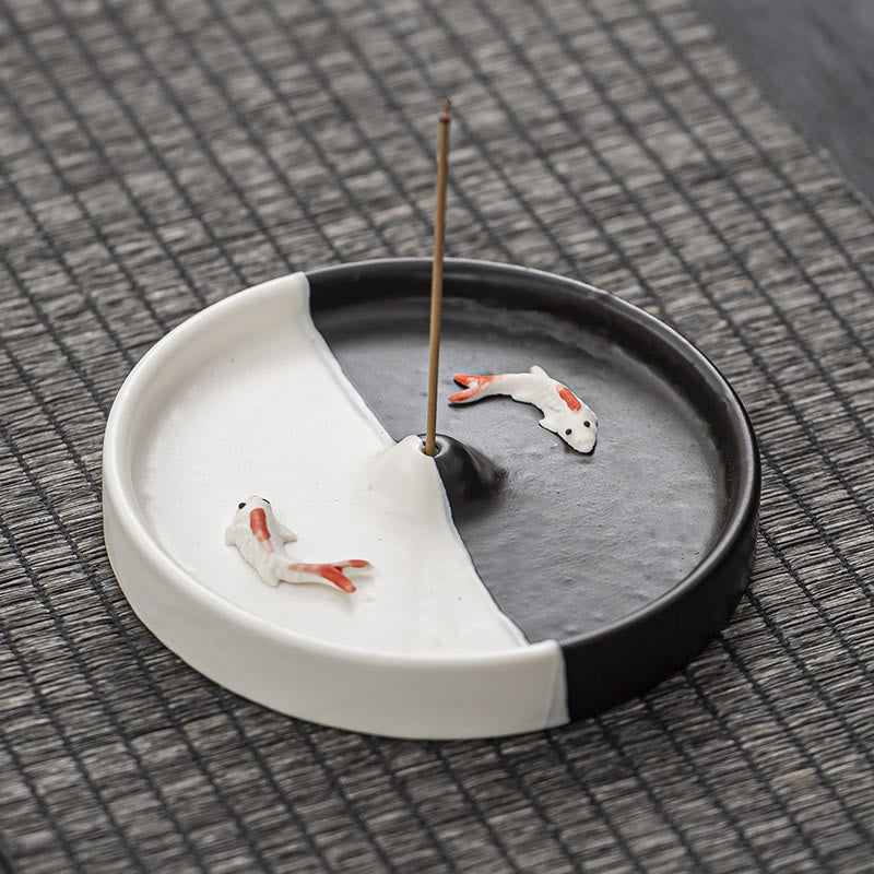 Koi Fish Pattern Spiritual Healing Ceramic Incense Stick Burner Decoration - Image 5