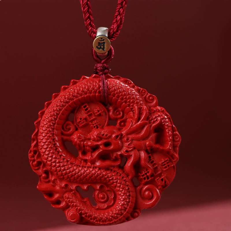 Year of the Dragon 925 Sterling Silver Natural Cinnabar Copper Coin Luck Necklace Pendant - Image 8