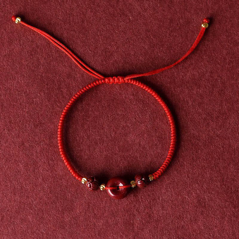 Handmade Lotus Cinnabar Peace Buckle Blessing Braid Bracelet - Image 12