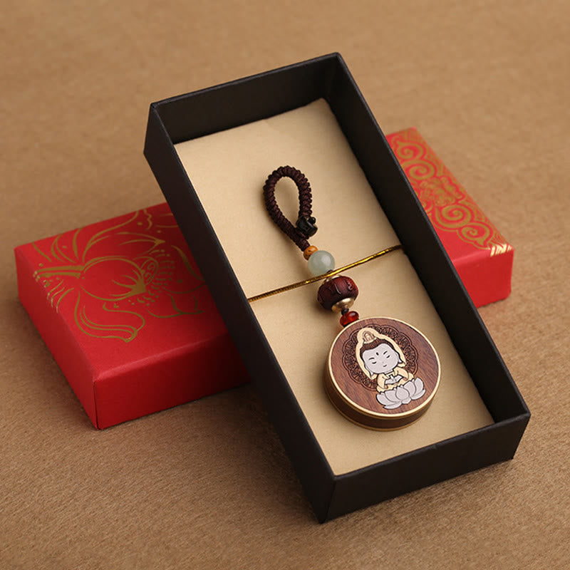Ebony Wood Rosewood Buddha Avalokitesvara Om Mani Padme Hum Balance Car Key Chain Decoration - Image 22