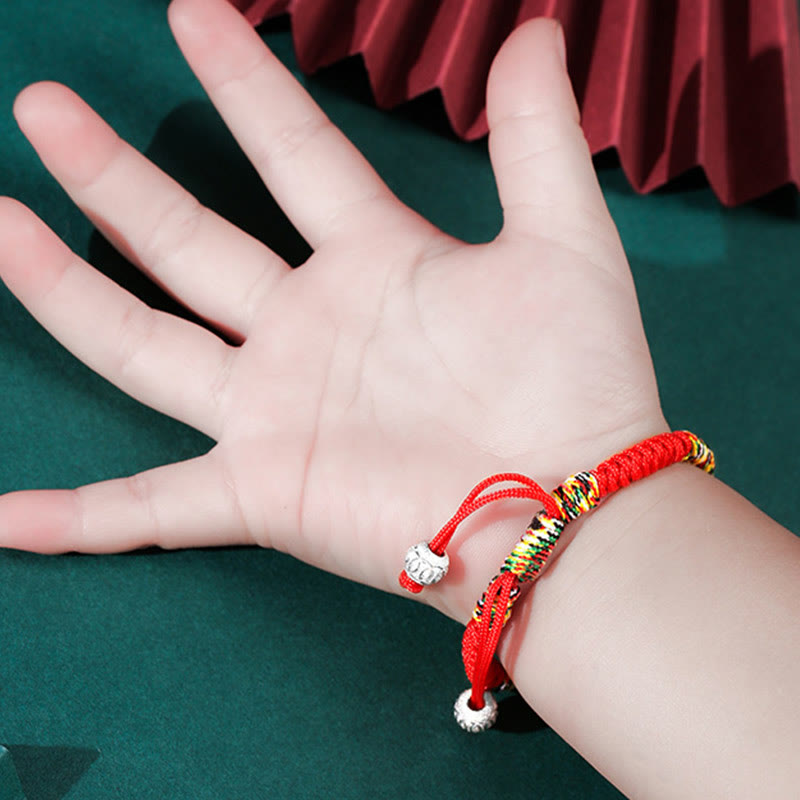 925 Sterling Silver King Kong Knot Multicolored Red String Strength Handmade Braided Kids Child Bracelet - Image 6