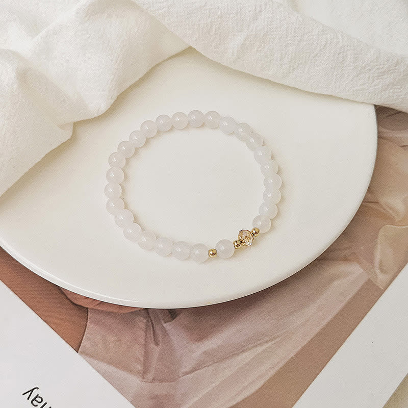 14K Gold Plated Copper Aquamarine White Crystal White Agate Blue Crystal Healing Bracelet - Image 11