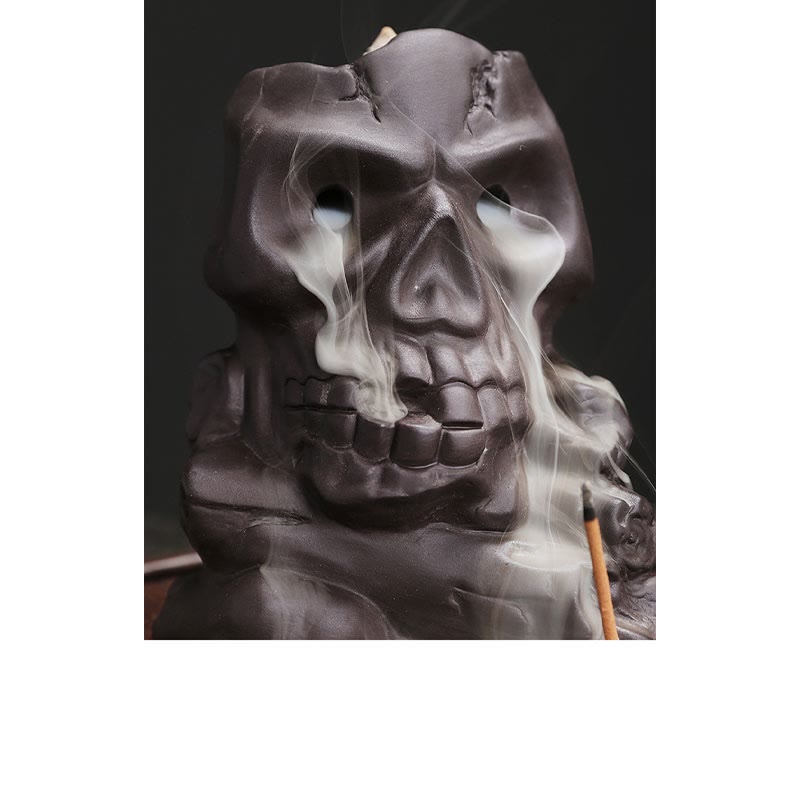 Halloween Skull Head Purple Clay Healing Incense Burner Decoration - Image 5