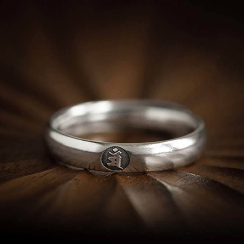 925 Sterling Silver Chinese Zodiac Natal Buddha Blessing Couple Ring - Image 16