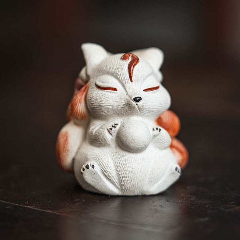 Mini Nine Tailed Fox Purple Clay Luck Desk Decoration - Image 5