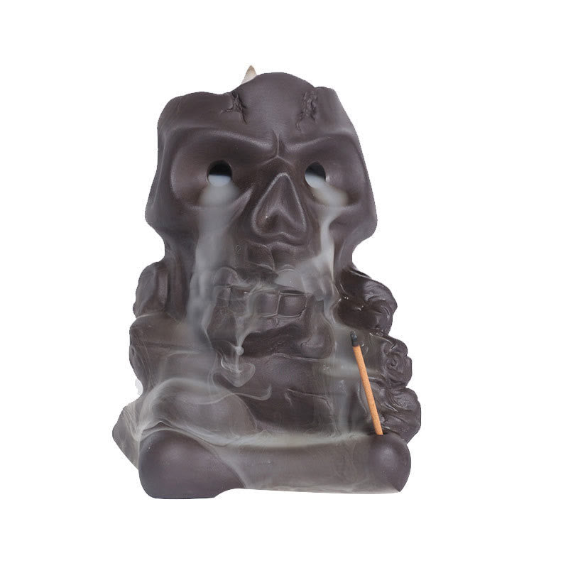 Halloween Skull Head Purple Clay Healing Incense Burner Decoration - Image 9