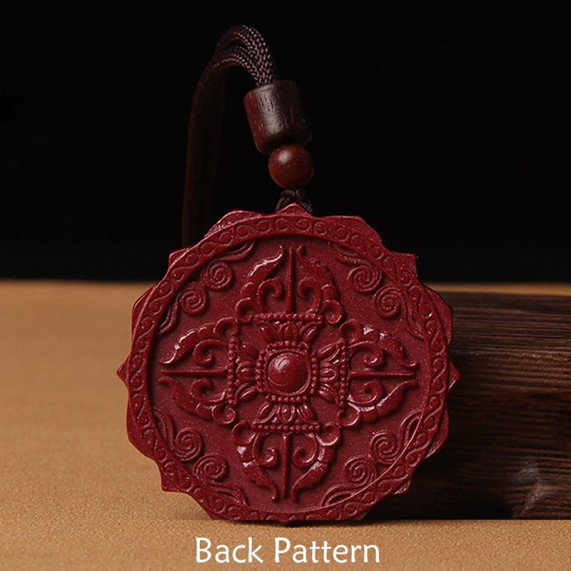 Natural Cinnabar Lotus Om Mani Padme Hum Blessing Necklace String Pendant - Image 3