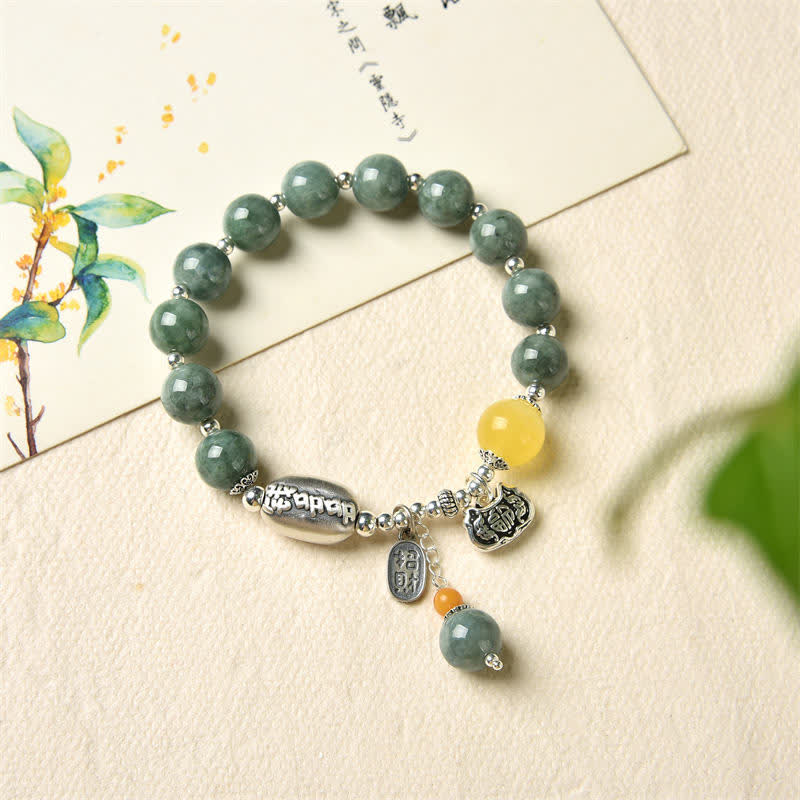 925 Sterling Silver Cyan Jade Amber Success Bracelet - Image 6