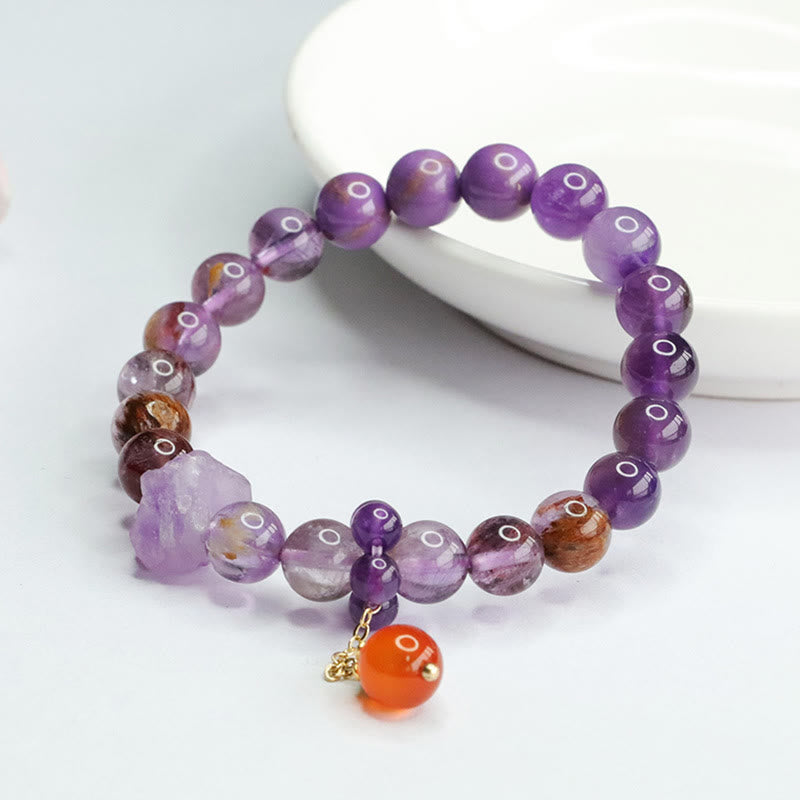 Natural Amethyst Purple Phantom Gemstone Spiritual Awareness Bracelet - Image 4