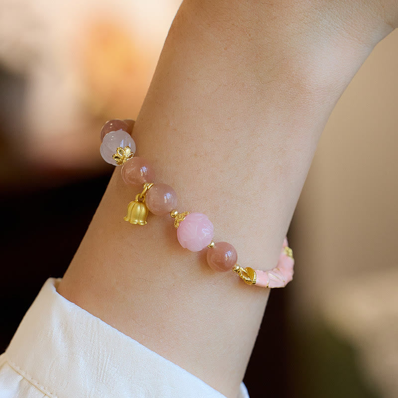 Sun Stone Golden Silk Jade Lily of the Valley Charm Positive Bracelet Bangle - Image 14