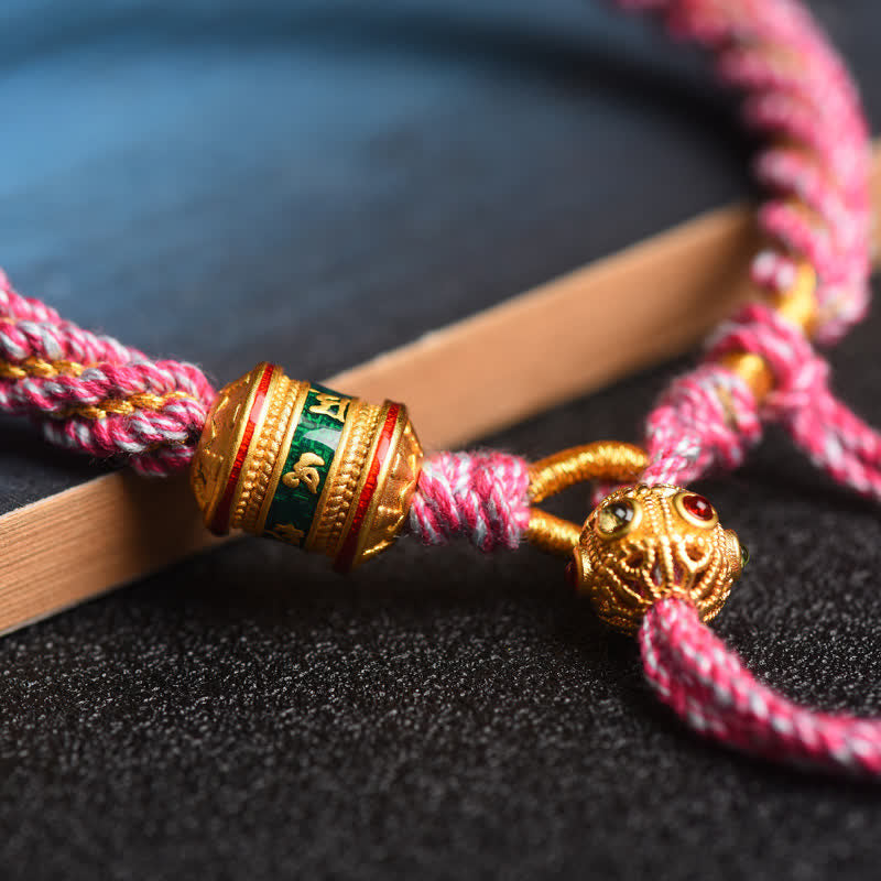 Tibetan Handmade Luck Prayer Wheel Bead Charm Weave Colorful String Bracelet - Image 16