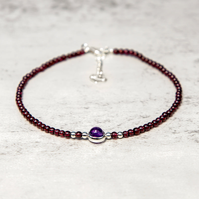 Garnet Amethyst Purification Calm Anklet - Image 5