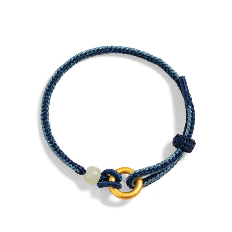 999 Sterling Silver Peace Buckle Hetian Jade Rope Fortune Bracelet - Image 3