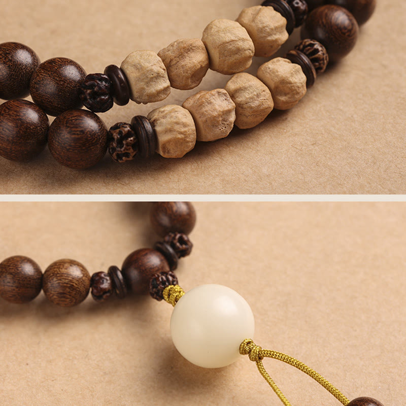 Sandalwood Small Leaf Red Sandalwood Bodhi Seed Purification Double Wrap Bracelet - Image 6