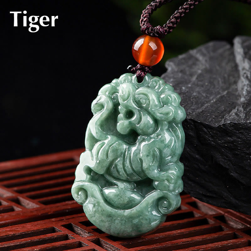 Natural Jade 12 Chinese Zodiac Prosperity Necklace Pendant - Image 17