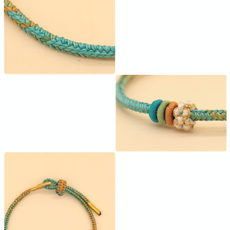 Handmade Eight Thread Peace Knot Peach Blossom Knot Luck Rope Braided Bracelet - Image 14