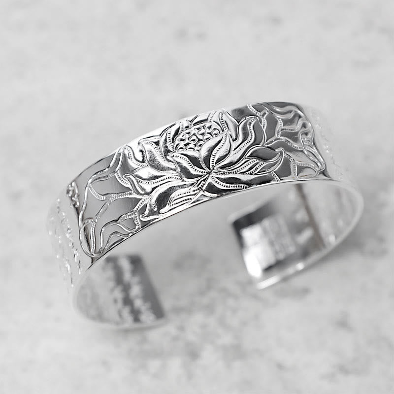 Tibetan Lotus White Copper Luck Bracelet - Image 11