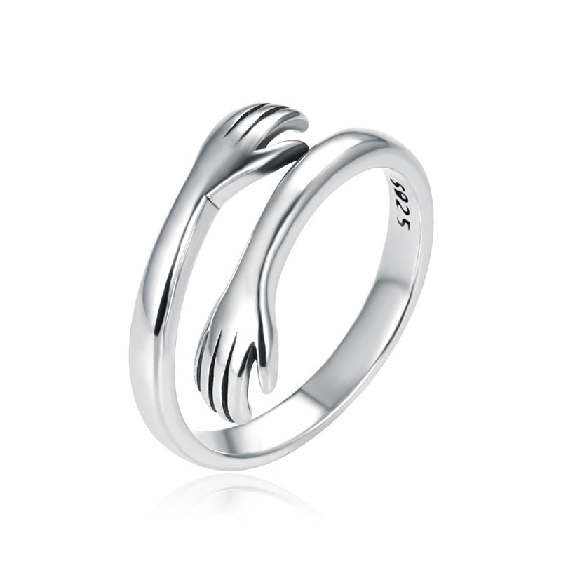 925 Sterling Silver Love Hug Thumb Ring