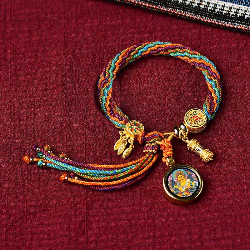 Tibetan Luck Reincarnation Knot Prayer Wheel Dream Catcher Braid String Bracelet