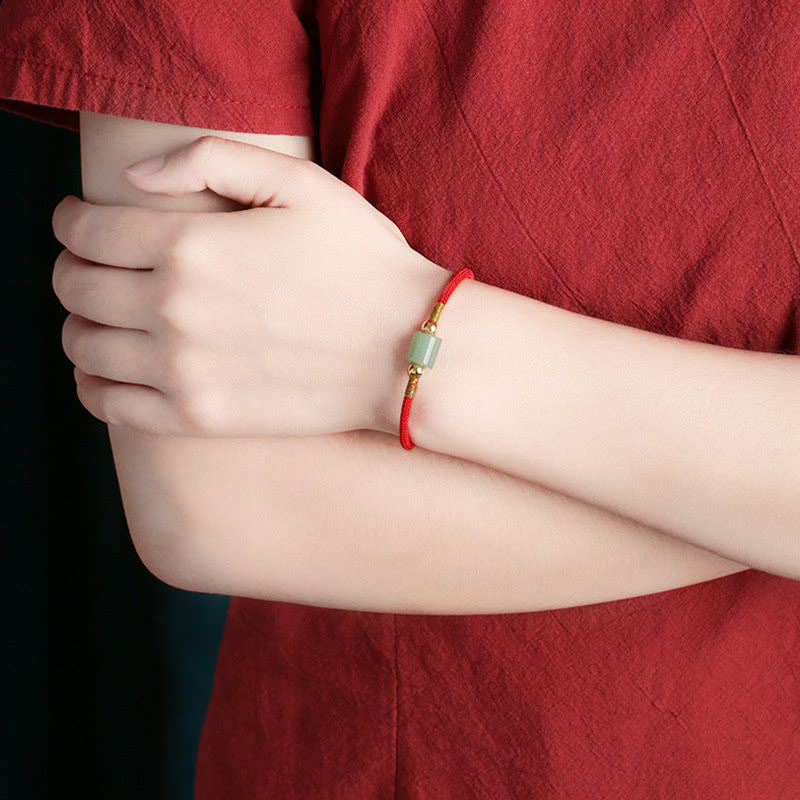 Tibet Handmade Green Aventurine Red Stone Malachite Luck Protection Braided Rope Bracelet - Image 4