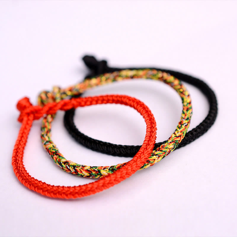 Tibetan Handmade Eight Thread Peace Knot Protection Braided String Bracelet - Image 4