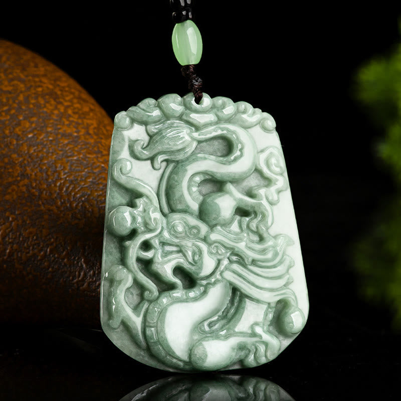 Year Of The Dragon Chinese Zodiac Dragon Soaring Jade Protection Bead Chain Necklace Pendant - Image 3